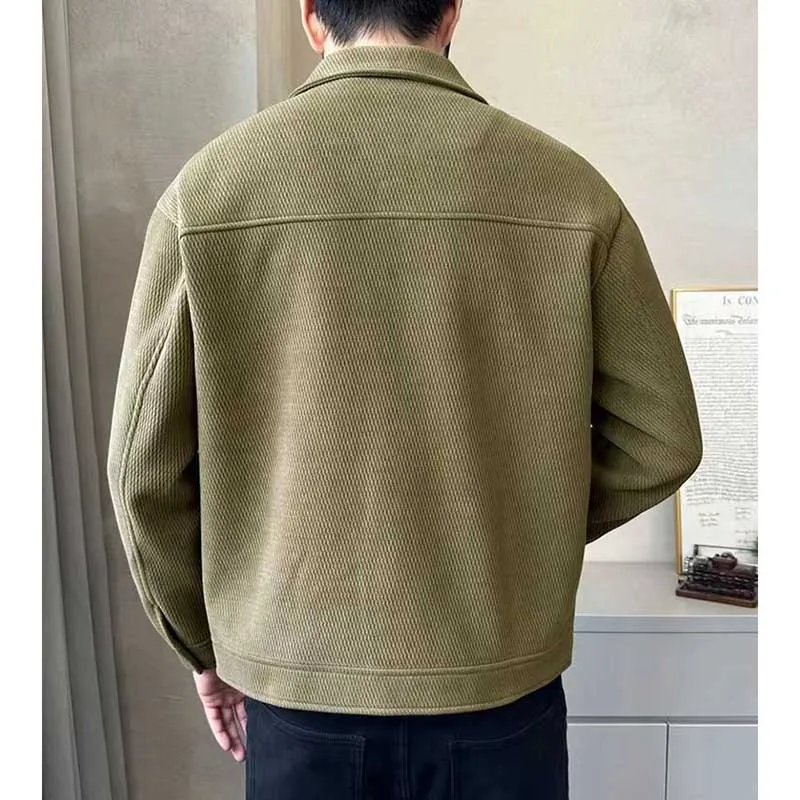 Fashion Lapel Button Spliced All-match Solid Color Jackets Mens Clothing 2023 Autumn Winter Loose Casual Tops Korean Coats