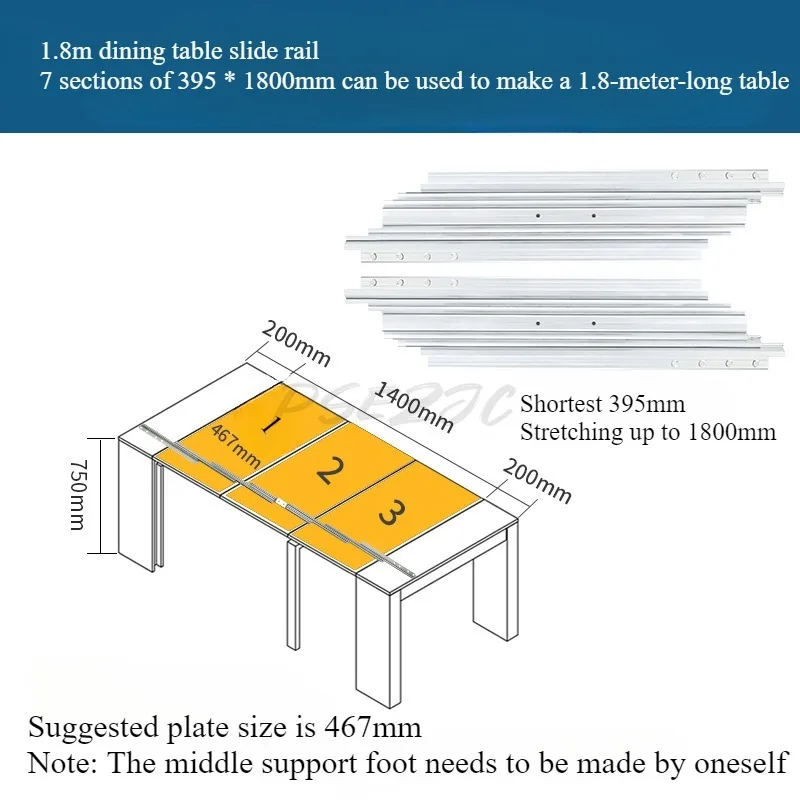 

Multi Section Flat Push Folding Hardware Accessory Rail Hidden Folding Table Rail Multifunctional Telescopic