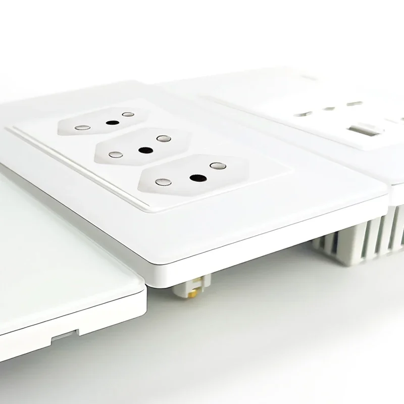 

T&I Tempered Glass Panel Type-C USB Wall Socket Package for Brazil Standard, Paired with Functional 3gang Wall Switch socket
