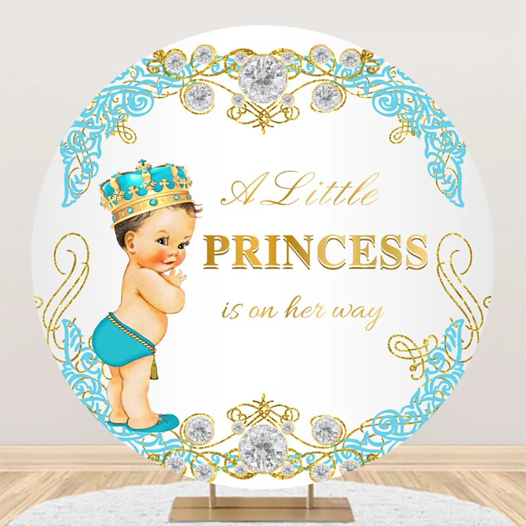 

Laeacco Royal Prince Baby Shower Photo Backdrop Light Blue Grown Diamond Cute Child Birthday Customized Photography Background