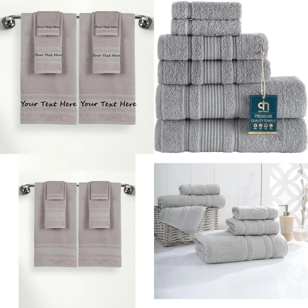 

Custom 6-Piece Towel Set - Personalized Bath, Hand & Washcloth - 100% Cotton, Soft & Absorbent - Embroidered Name or Initials -