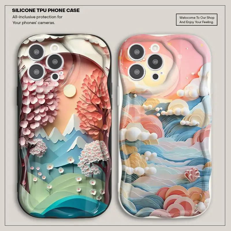 Landscape Creative Mountain Balloons Case For Apple iPhone 15 11 13 14 Pro Max 12 X XR XS Max 7 8 6 6S Plus Soft Phone Cover