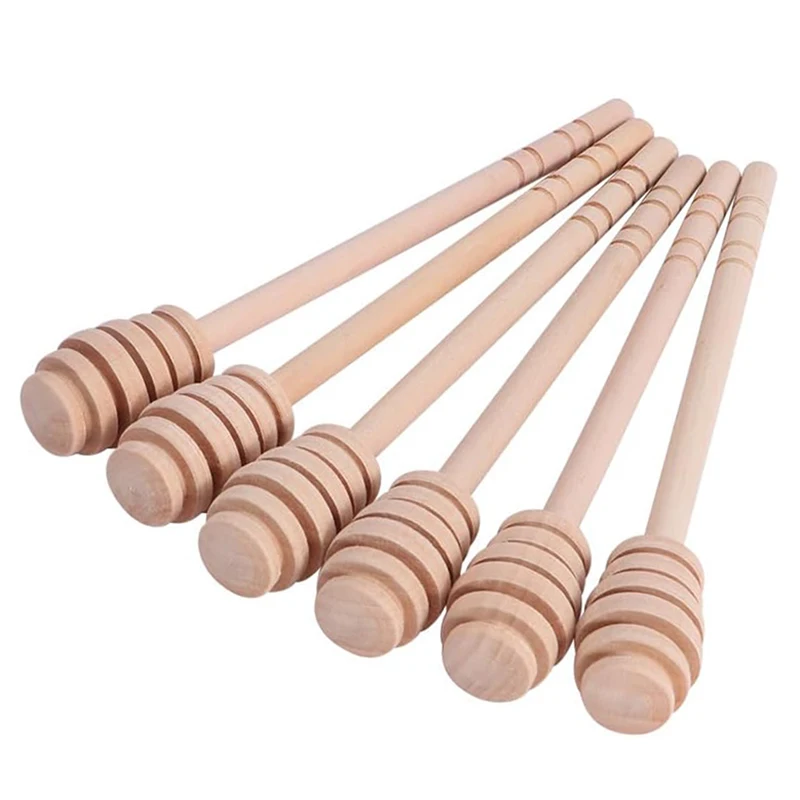 6Pcs Drewniana łyżka do miodu Łyżka do miodu Drewniana łyżka do słoika na miód Syrop Miód Stick Łyżka do mieszania Mieszadło Narzędzia kuchenne 16CM