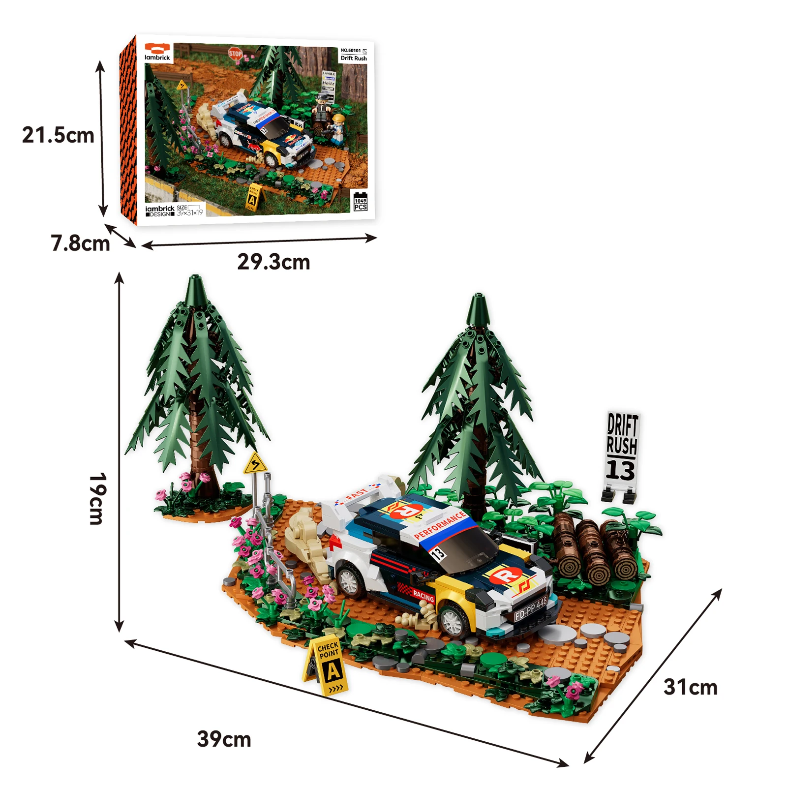 

1049PCS MOC Racing Scene Drift Rush Building Blocks Racing Car Speeding with Forest Track Model Aseembly Toys Creative Gifts