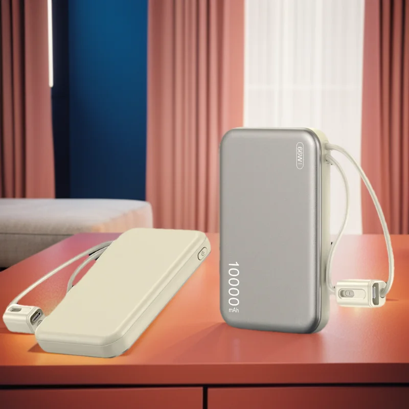 For iPhone Samsung Fast Charging Powerbank Rechargeable Batteries 10000mAh Power Bank Built in Cables Portable Battery Charger