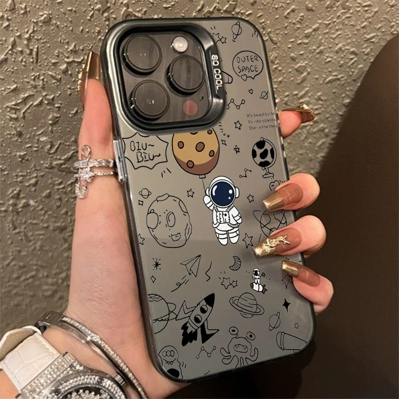 

Cartoon Astronaut Design TPU Basic Case for iPhone 15 13 14 12 11 Pro Max XS X XR 8 7 15 Plus SE 2022 2020 Matte Hard Back Cover