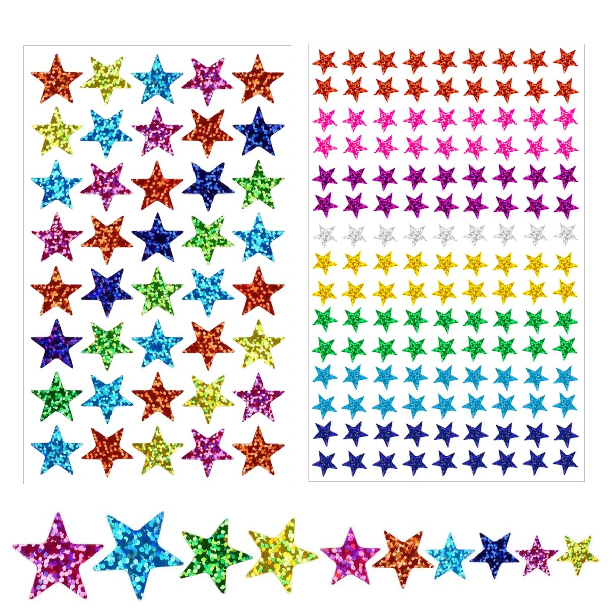 25 sheets Star Stickers 2040pcs Small Stars for Kids Reward, Sparkly Holographic and Glitter Foil for Behavior Reward Chart and