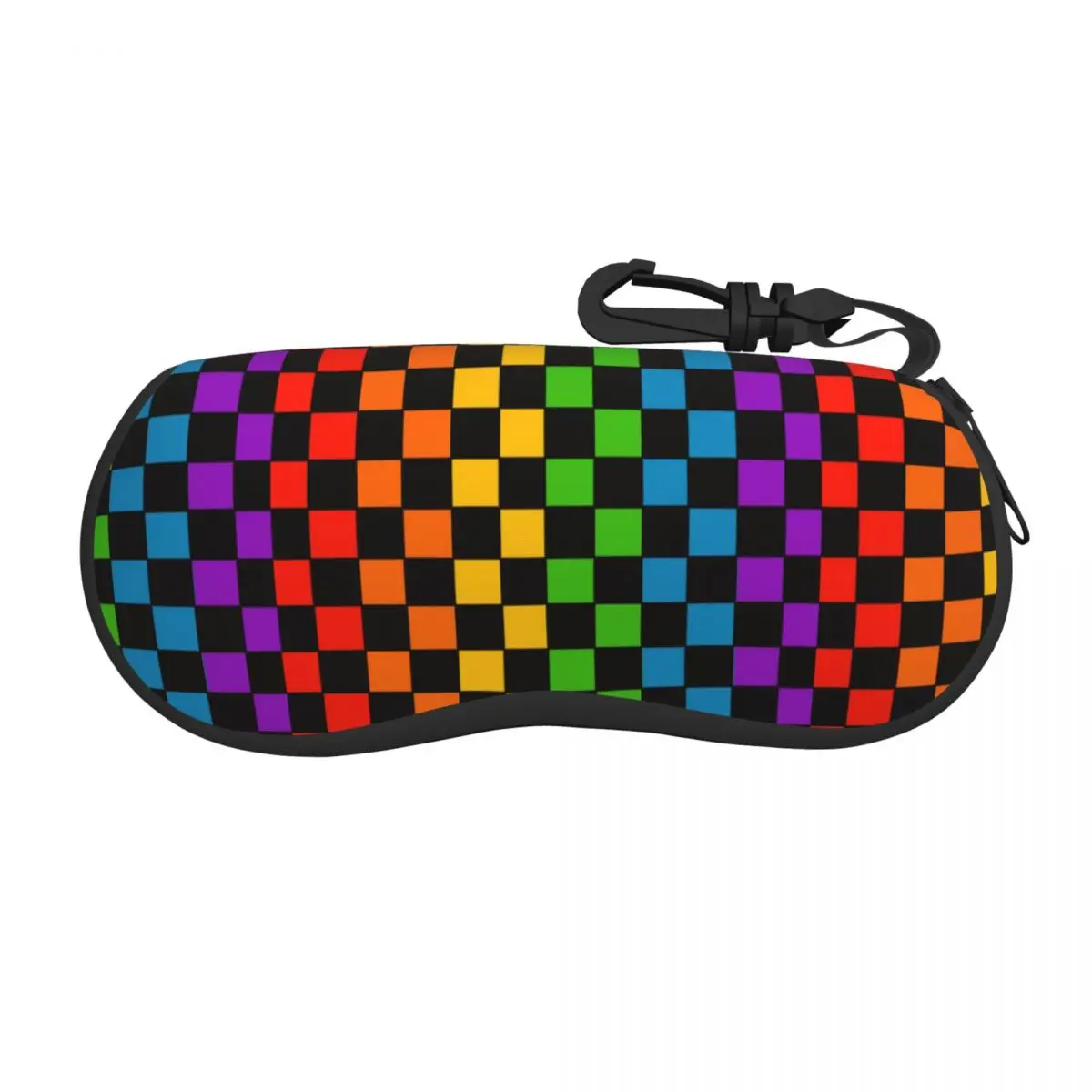 Custom Rainbow Checkerboard Checked Pattern Shell Eyeglasses Case Men Women Fashion Glasses Case Sunglasses Box Pouch