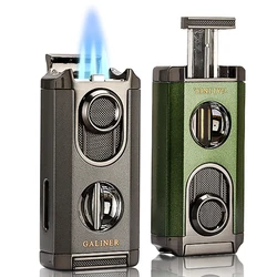 GALINER 3 Jet Torch Cigar Lighter WIth V Cut Metal Butane Gas Torch Lighters Cigar Accessories Portable