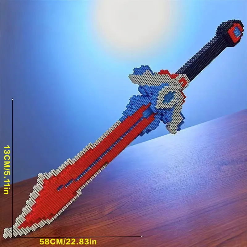 Set di blocchi di costruzione fai-da-te con spada magica, coltello da cartone animato ad alta difficoltà, forniture per feste, regalo di festa a sorpresa creativa