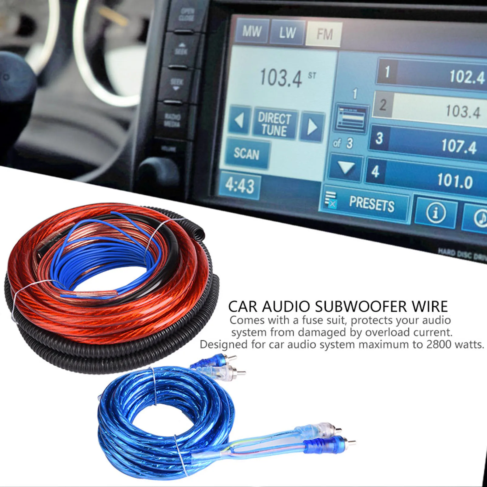 

4 Guage 2800W Car Subwoofer Amplifier Speaker Installation Wire Cable Kit Suit Car Subwoofer Installation Kit