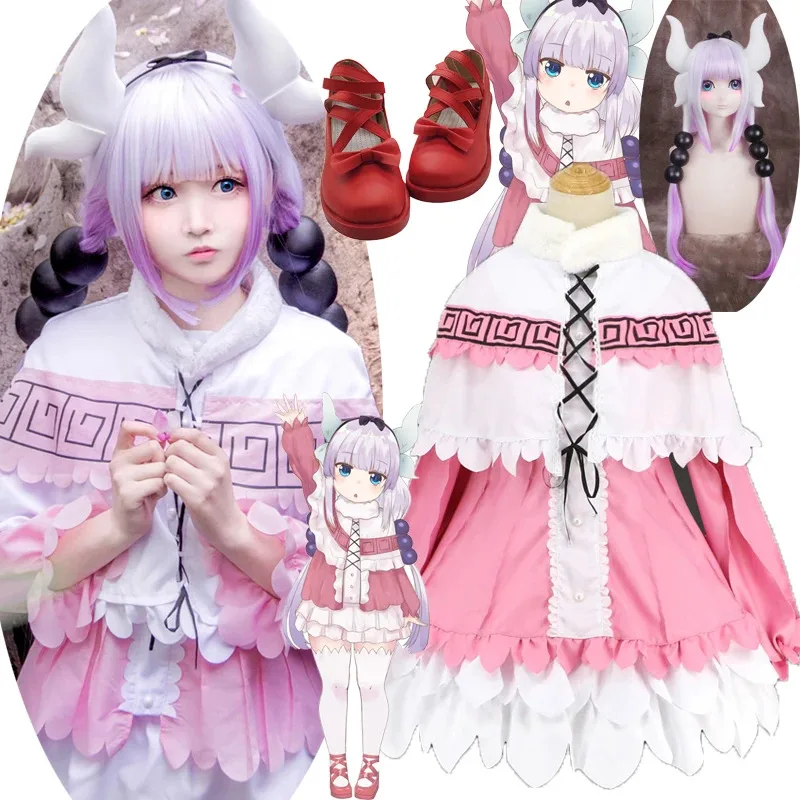 Disfraz de Miss's Dragon Kanna Kamui, zapatos, pelucas para mujer, Kobayashi san Chi sin uniformes de sirvienta, vestido de Lolita om [8