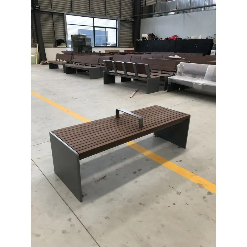Heavy Duty Teak Wood Park Bench 2-Seater Classic Rustic Outdoor Seating for Public Spaces for High-End Outdoor Garden