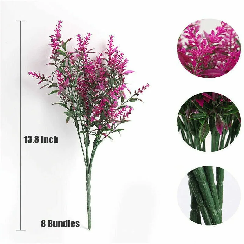 Artificial Lavender Plastic Fake Plants Resistant Home Interior Ornaments Outdoor Garden Decorations