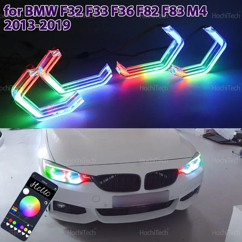 

For BMW 4 Series F32 F33 F36 F82 F83 M4 2013-2019 Dynamic LED Ring Angel Eyes Phone APP control remote Turn signal flashing Ring
