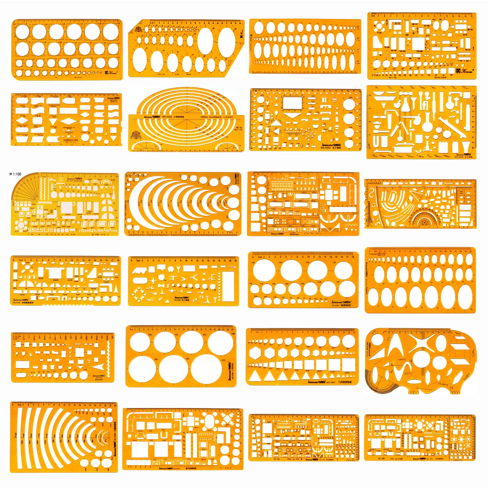 1pcs Professional Drawing Template Ruler for Curves, Circles, Ovals - Ideal for Engineering, Architecture, Interior Design