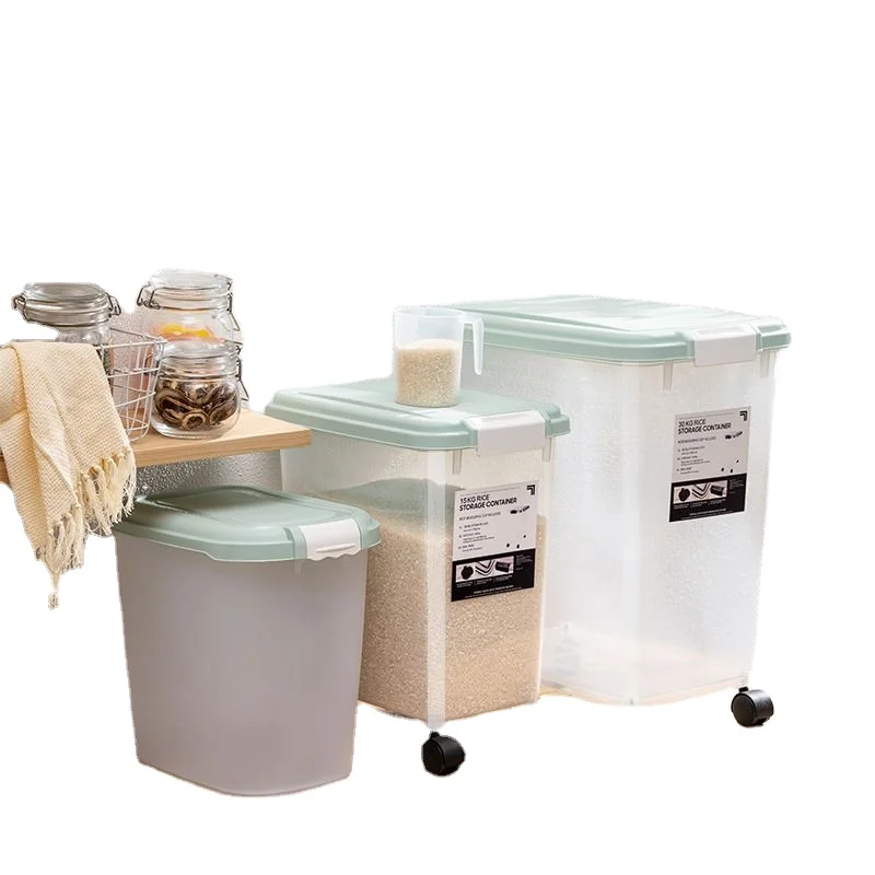 

Pet Food Storage Box Airtight Food Sticky Rice Storage Containers Plastic Rice Bucket With Lids