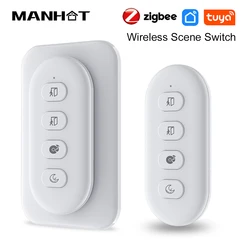 Tuya Zigbee Smart Scene Switch 4 Gang 12 Scene Wireless Push Button Switch Battery Powered Smart Home Automation Scenario Switch