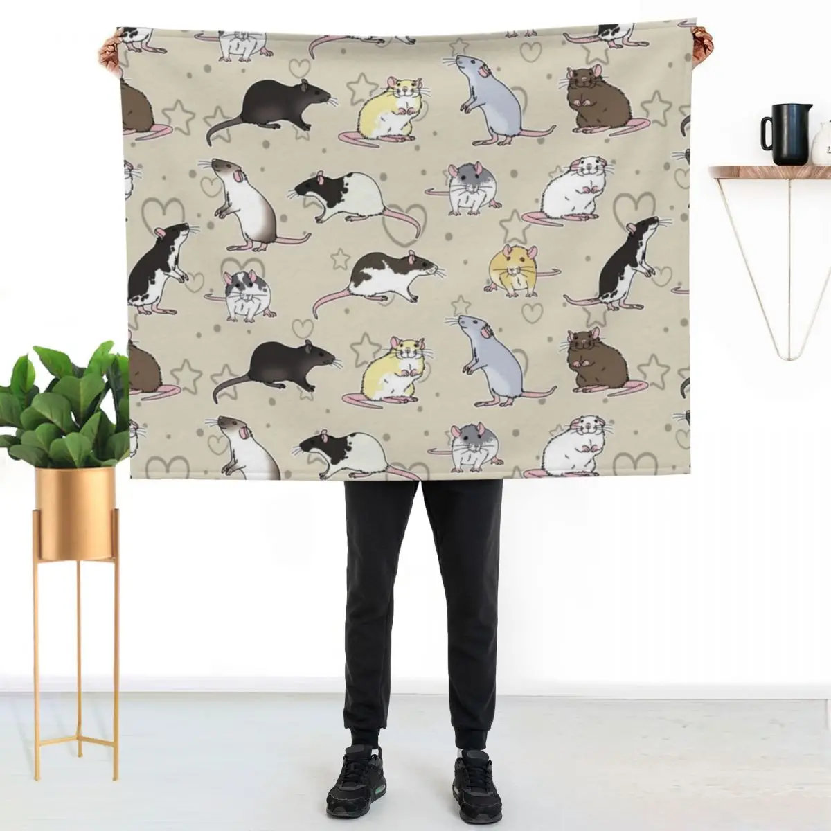 fancy rats pattern simple but cute Throw Blanket Sofa Quilt Weighted Softest Shaggy wednesday Retros Blankets