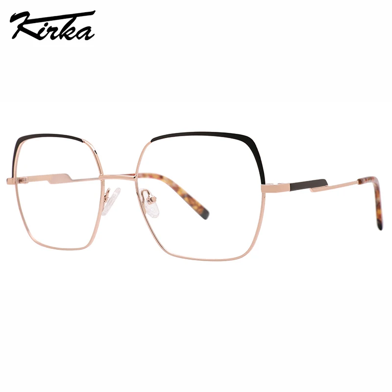 Kirka Optical Woman Square Shine Colors Metal Special Painting Frames Female Prescription Lenses Metal Eyeglasses MW3088