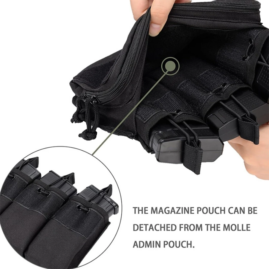 Outdoor Tactical MOLLE Camo Nylon Open Top Triple Magazine Pouch for Airsoft Paintball Shooting Hunting - view 5