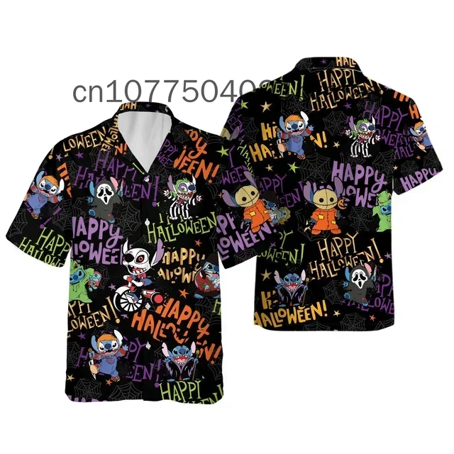 Disney-Chemise hawaïenne à boutons pour Halloween, L'Étrange Noël de monsieur Jack, Sally, Oogie Boogie