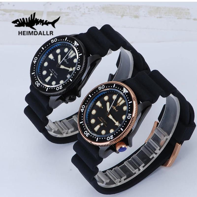 Heimdallr الفاخرة الياقوت PVD SKX007 الرجال غواص ساعة NH35 السيراميك الحافة مطلي حالة الأعمال التلقائي الميكانيكية ساعة 20Bar