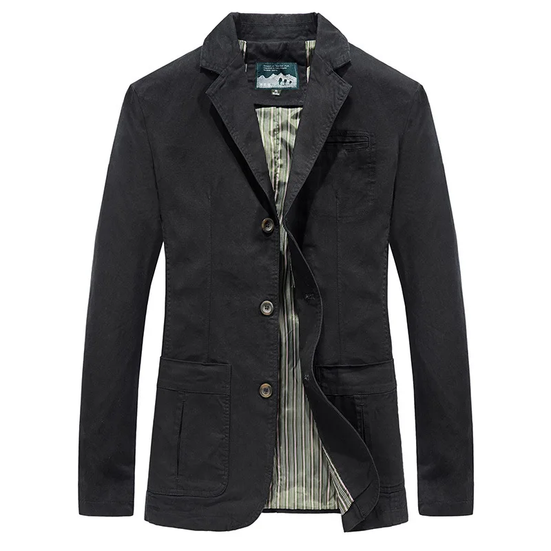 Men's Slim-fitting Cotton Blazer with Three-button Design Multiple Pockets Suitable for Casual Business Office and Daily Wear