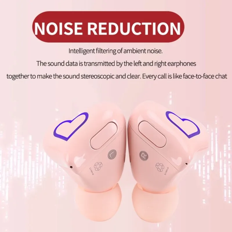 New Wireless Bluetooth Headphones Heart Shaped Earphones Woman Earphone High Quality Heart Earbuds Girl Gift