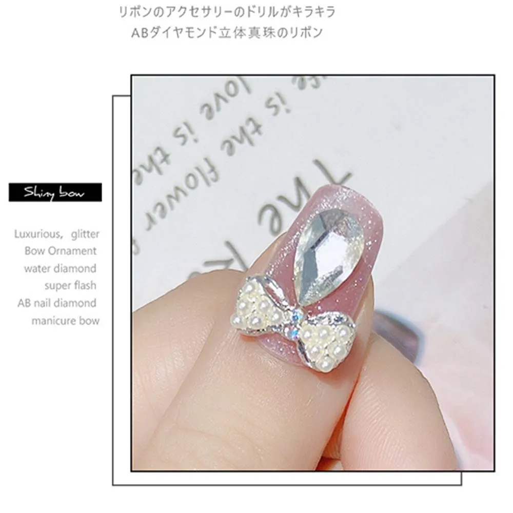

3D Charms Bowknots Diamond Glass Stone Manicure Bow Nail Rhinestones Nail Jewelry Crystal DIY Nail Art Decorations