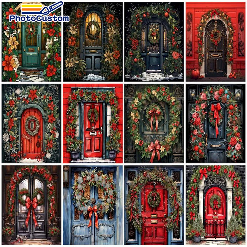 

PhotoCustom Paint By Numbers For Adults Diy Kits Door Scenery Pictures Oil Drawing By Numbers Coloring By Numbers For Home Decor