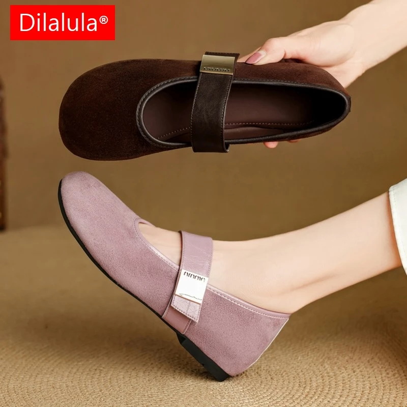 

Dilalula 2026 Fashion Kid Suede women's Mary Janes Shoes Low Increased Heels Buckle Up Young Girls Comfort Casual Pumps Female