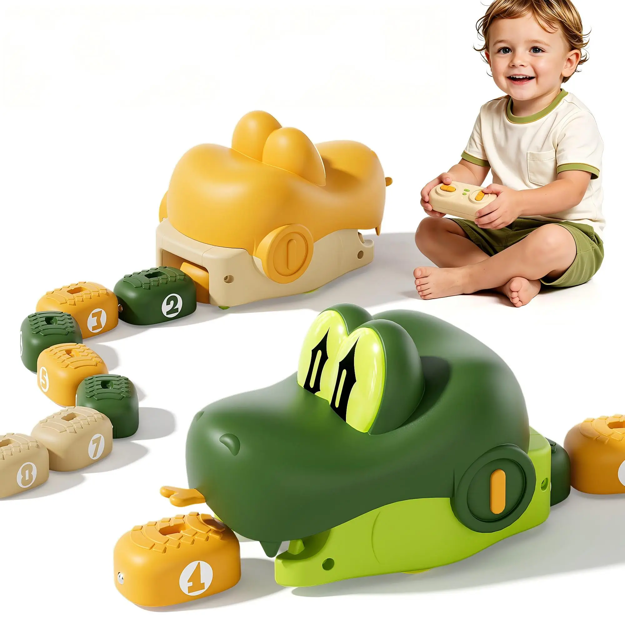 Magnetic Eating Snake Remote Control Car Toy for Boys Dual Player Battle Greedy Bean Children's Birthday Gift