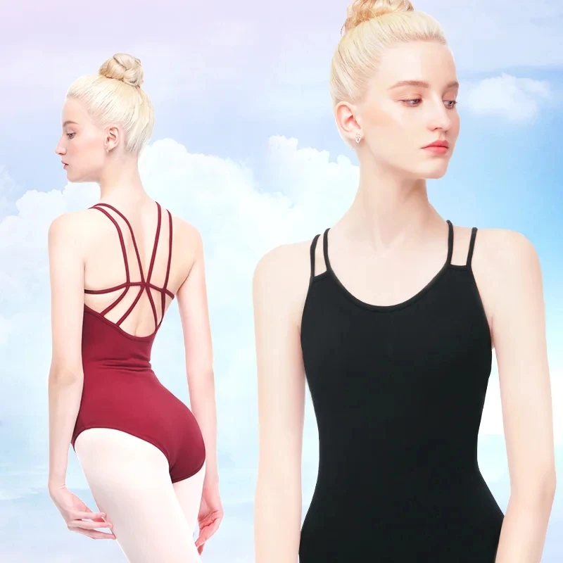 Ba Lê Leotards Cho Phụ Nữ Trưởng Thành Balo Vũ Trang Phục Đen Leotard Nữ Múa Ba Lê Bodysuit Cotton Yếm