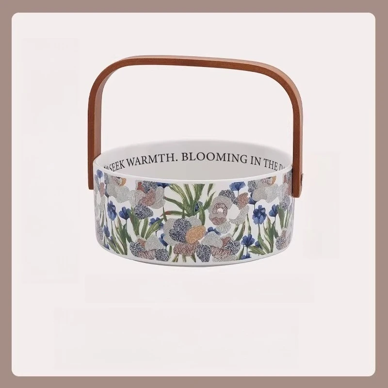 

Ceramic Exquisite Fruit Basket Living Room Fruit Basket Tea Table Snack Arrangement and Tray