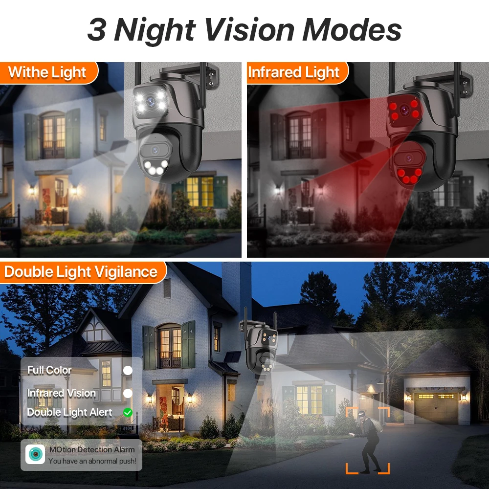 4K 8MP PTZ WIFI Camera Dual Lens Dual Screen IP Camera Outdoor 4MP HD Auto Tracking Security Protection CCTV Surveillance iCSee