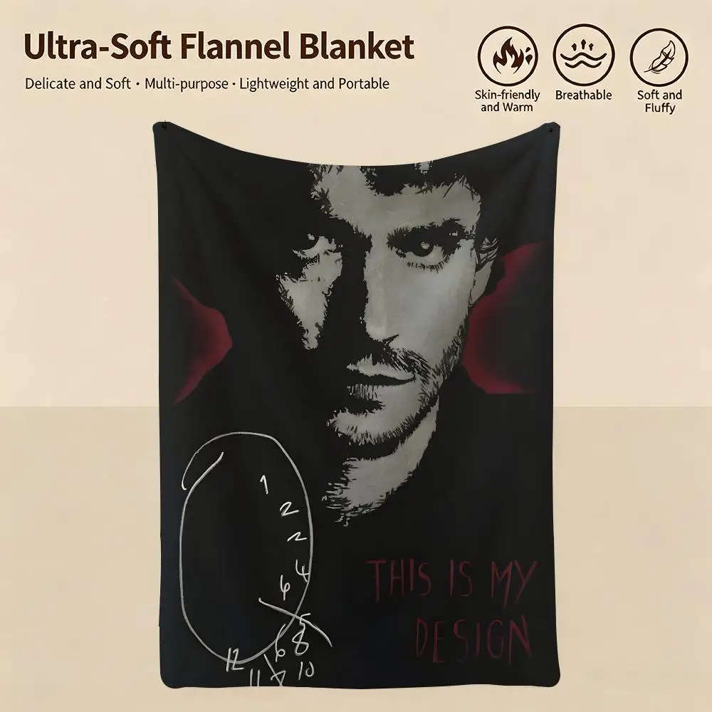 drama H-Hannibal-l Throw Warm Soft Flannel Blanket, Multi-use for Sofa Bed Camping Travel Nap