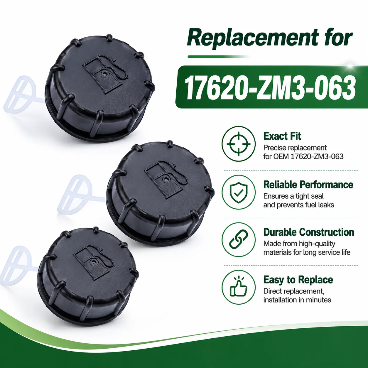 Fuel Tank Cap For Honda GX22 GX25 GX25N GX25NT GX31 GX35 Engine Lawnmower Small Engine Parts Replacement 17620-ZM3-063 3-Pack