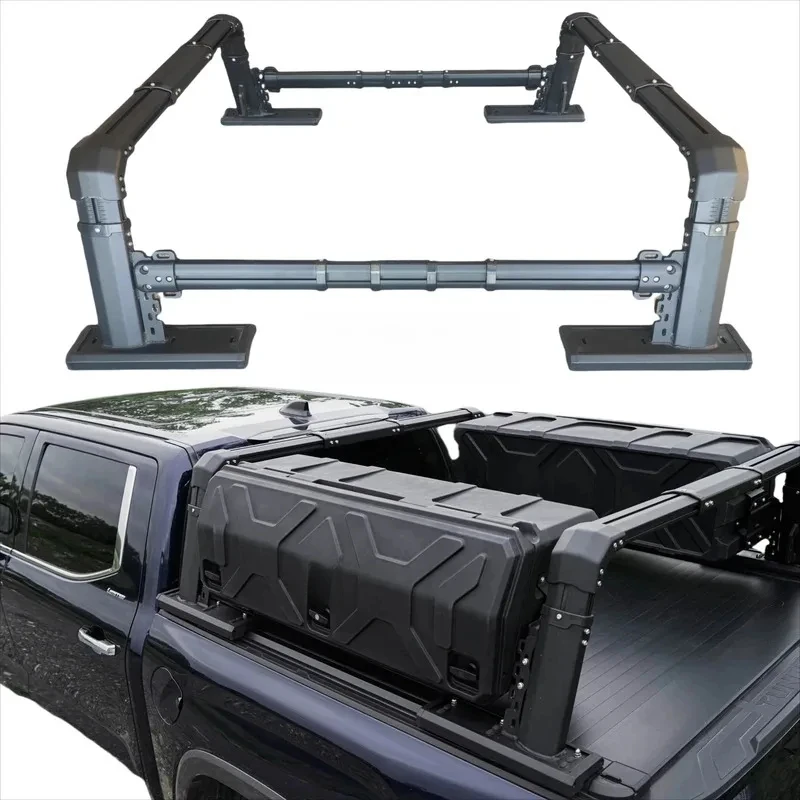

Truck Ladder Rack Adjustable Aluminum Truck Bed Rack Roll Bar Universal for Pickup Trucks with 500kg Loading Car Roof Racks