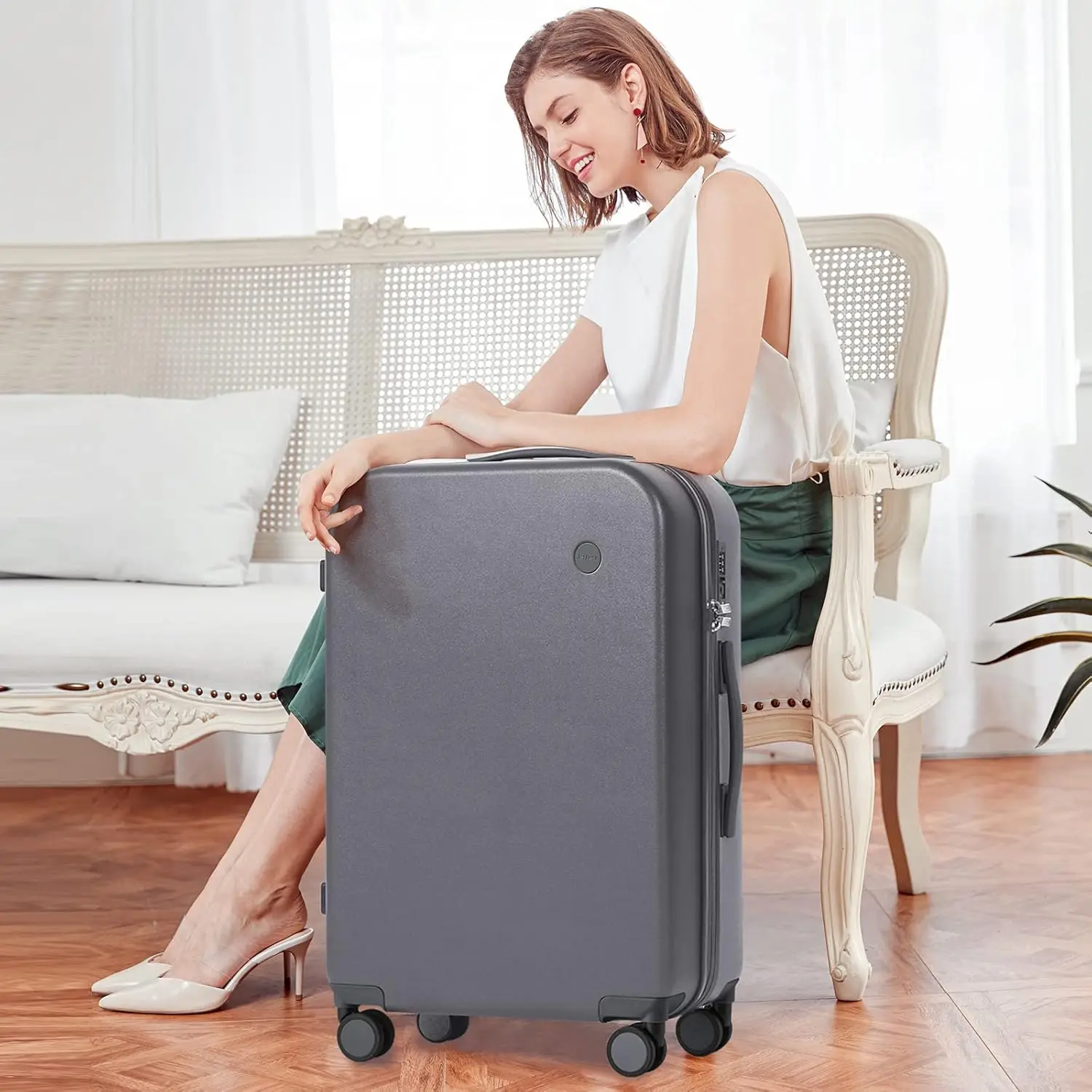 Suitcase Luggage With Spinner Wheels, Mixi Hardside Rolling Suitcase Pc With Cover & Tsa Lock Lightweight Travel Case