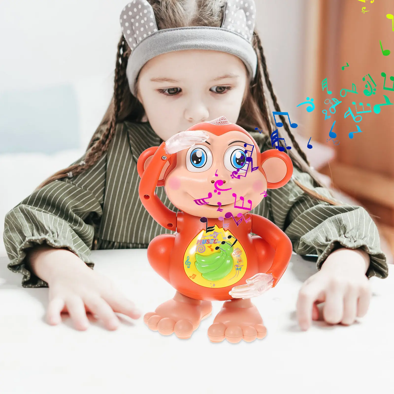 1Pcs Electric Dancing Monkey Musical Plaything with Bright LED Lights Songs Develops Cognitive Skills Kids Gift