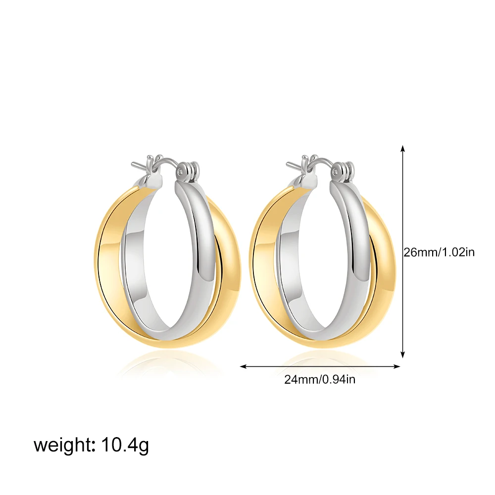 Fashion Mixed Color Double Circle Hoop Earrings for Women Vintage Gold&Silver Plated Twist Knot Hoops Statement Jewelry Gifts