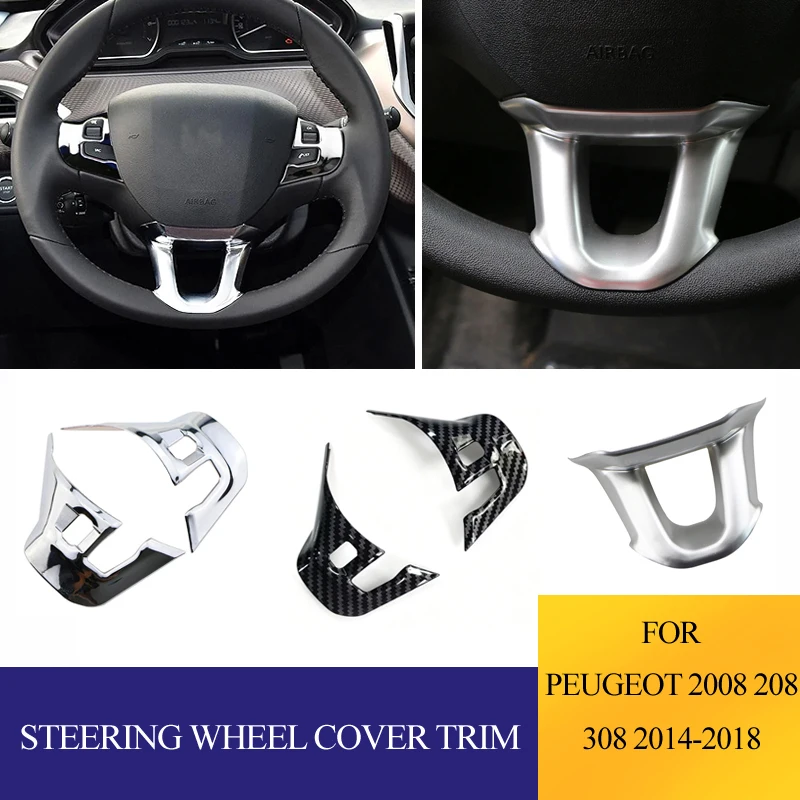 ABS Car Steering Wheel Decoration Cover Trim Sticker for Peugeot 2008 208 308 2014 2015 2016 2017 2018 Interior Accessories