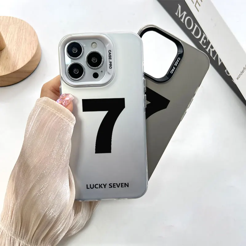 Lucky Seven   Fasion Luxury Phone Case for iPhone 15 14 13 12 11 Pro Max Plus 13 X XR XS MAX 8 7 Shockproof  Soft Cover Coque