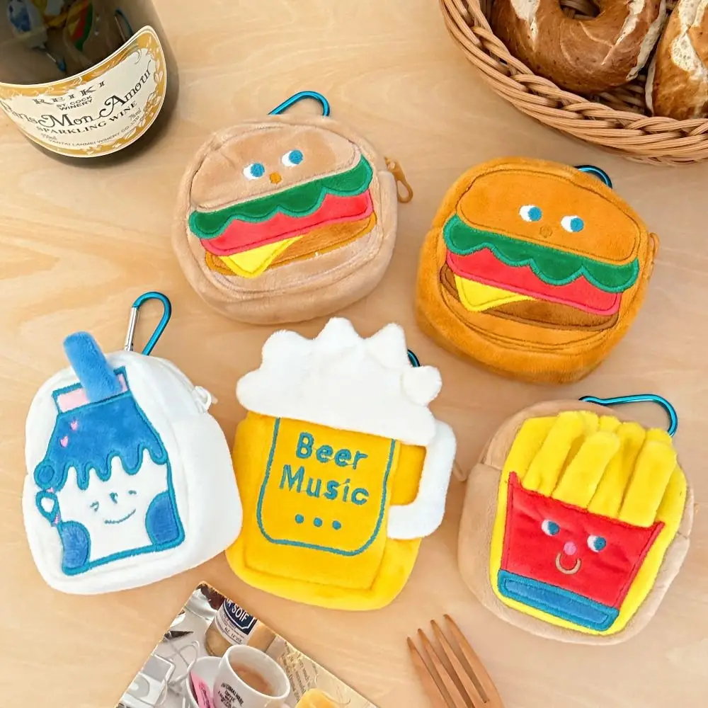Kawaii Round Coin Purse Coin Pouch Burger Cute Keychain French Fries Small Wallet Earphone Bag Girl