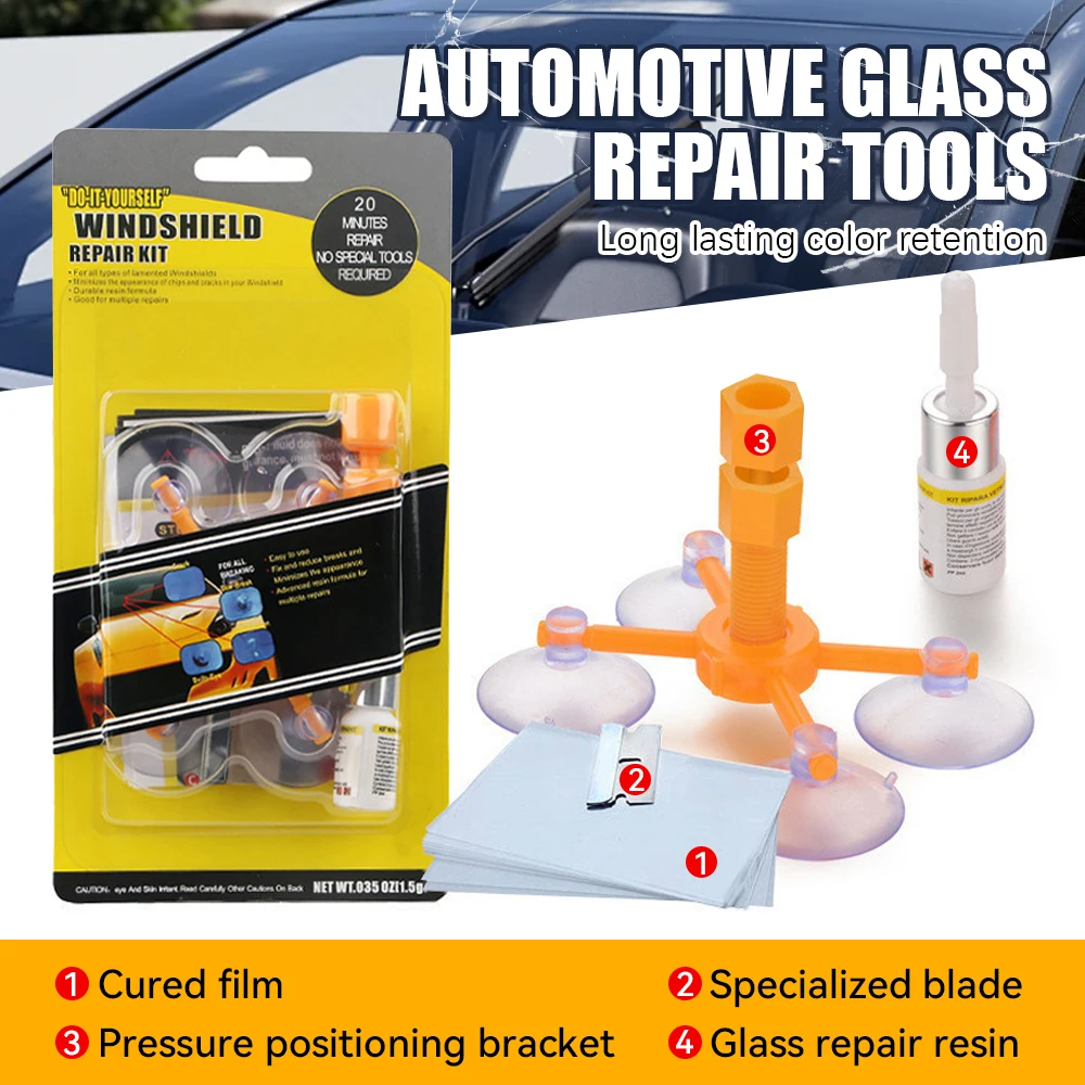 

1 Set Car Glass Repair Windshield Damage Repair Tool Scratch Repair Agent Glass Repair Fluid Windshield Repair Kit