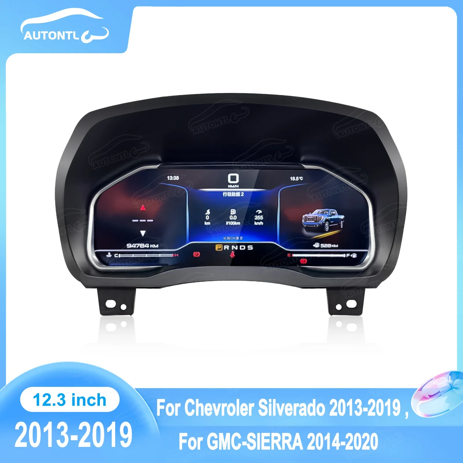 

12.3" LCD Dashboard Panel for Chevrolet GMC-SIERRA 2014-2020 Silverado 2013-2019 Speedometer LCD Digital Instrument Cluster