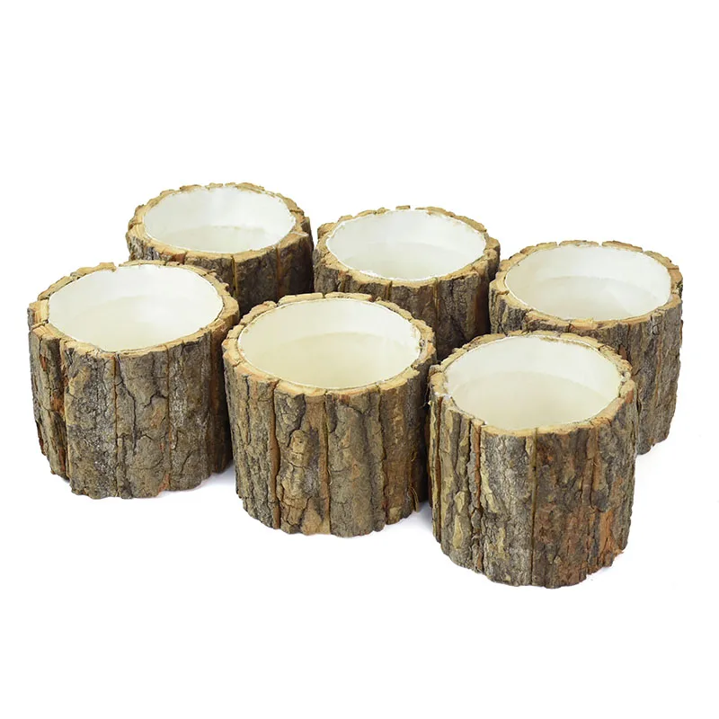 Bark Flower Pot Wooden Stump Bark FlowerPot Planter Holders Home Indoor Outdoor Garden Plant Bonsai Wedding Decoration Supplies