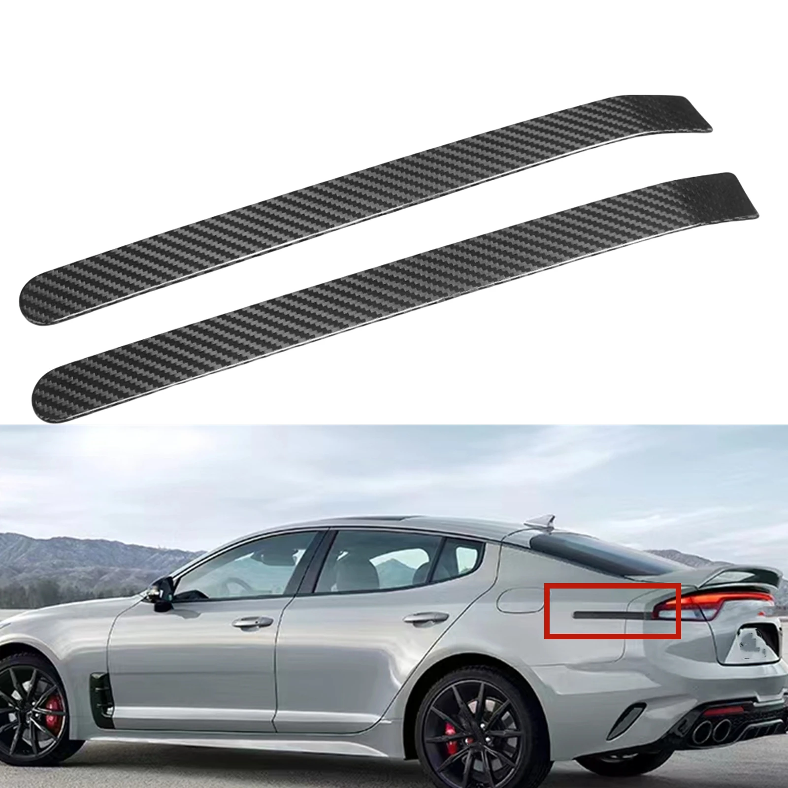 

For Kia Stinger 2018-2023 Dry Carbon Fiber Rear Side Fender Taillight Decorative Trims Taillamp Tail Light Lamp Cover Sticker