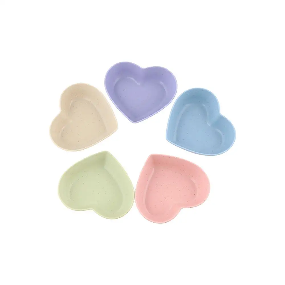 Cute Wheat Straw Heart Shape Seasoning Dish Nordic Style Washable Salted Cabbage Dish Unbreakable Mini Soy Sauce Dishes Home